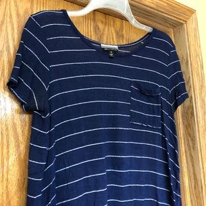 Navy blue and white striped shirt